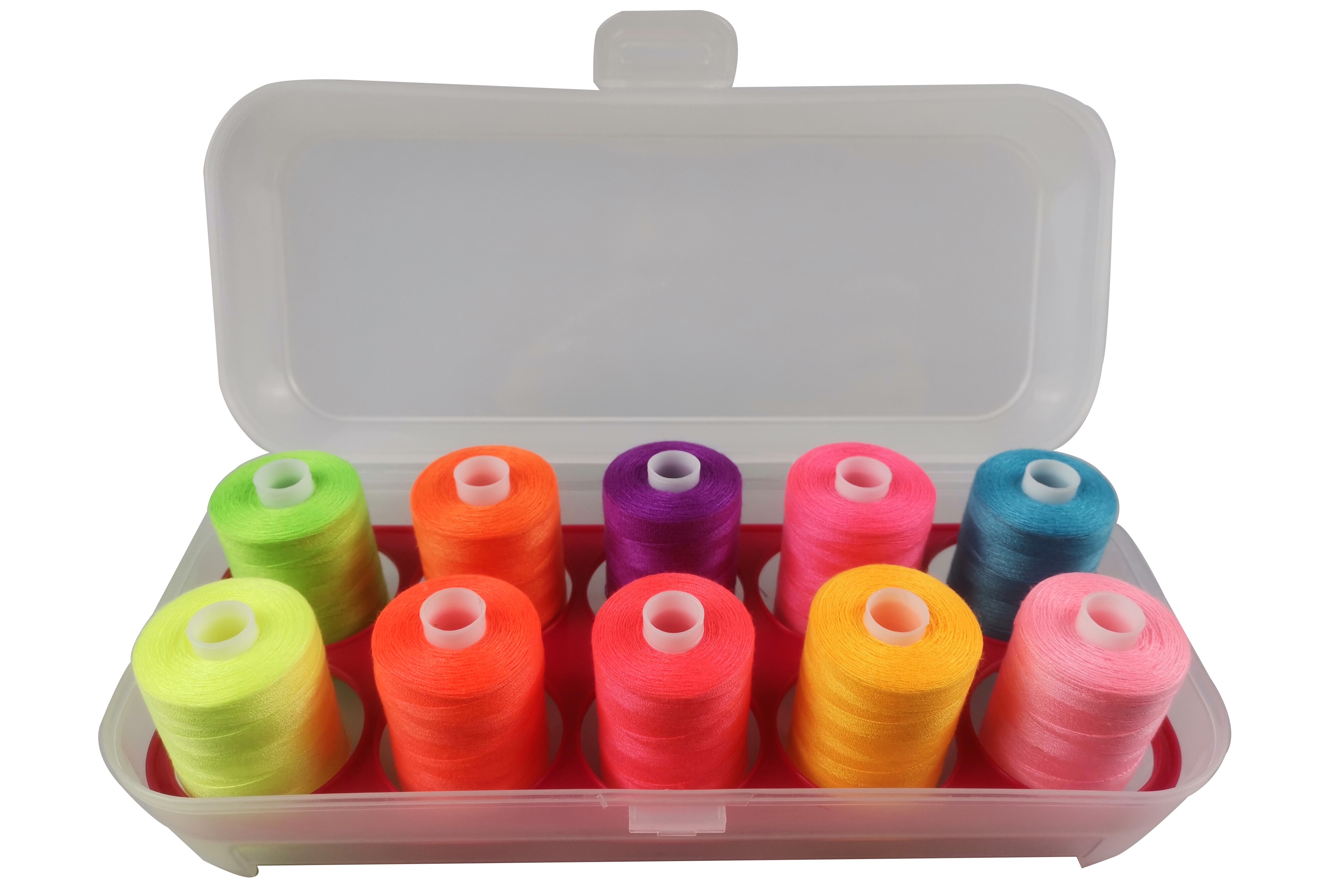 Sewing Machine Thread Polyester 1000 Yards 10 Colors Super Strong Kevler With Clear Plastic Storage Case: Orange