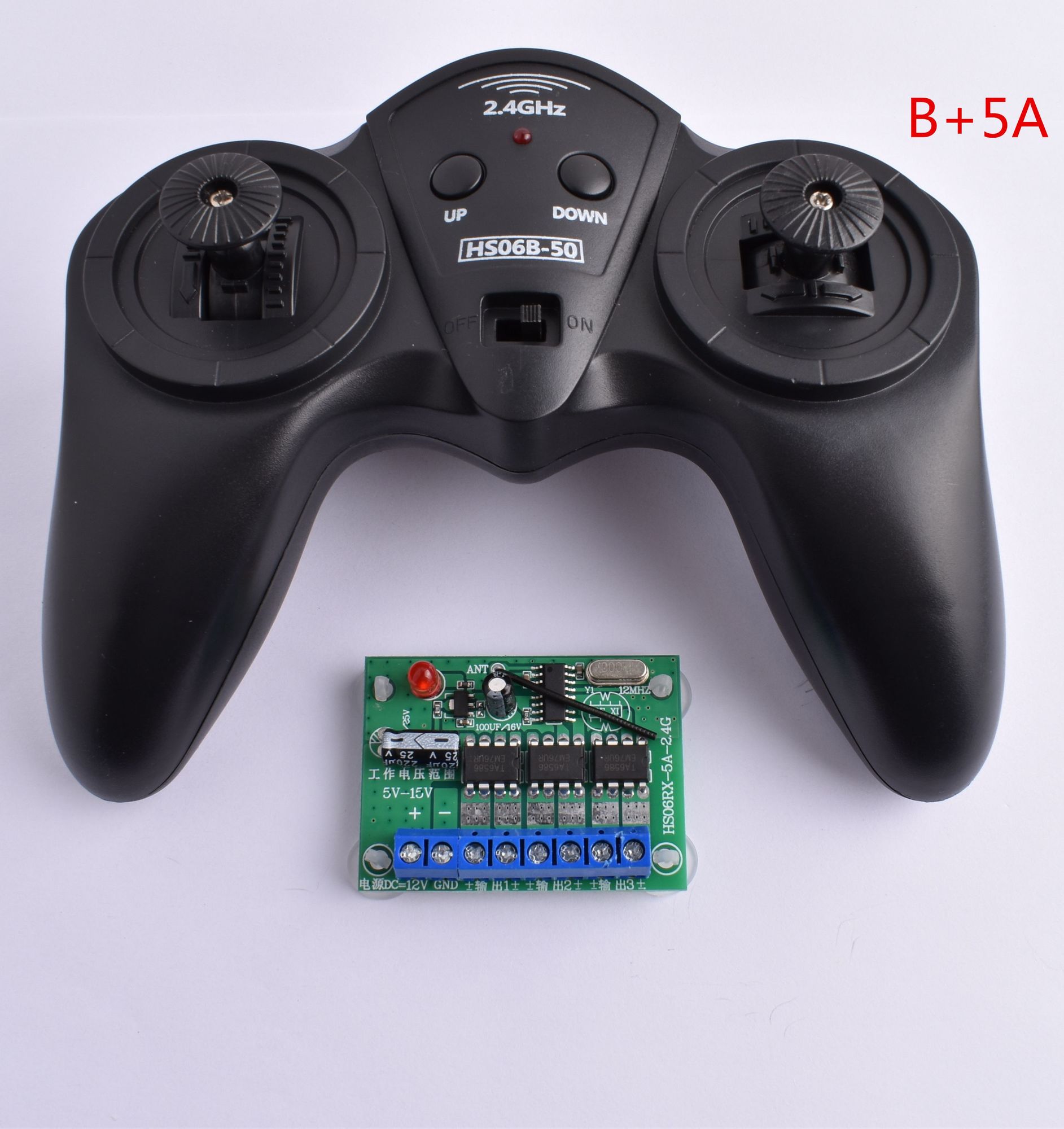 2.4G Transmitter 6CH Remote Controller DC 6V-15V Large Power Receiver Radio System for DIY RC Boat Cars Wireless Controlling