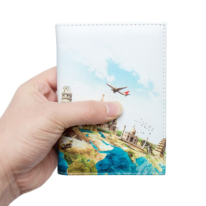 World map Color mixing buckle unisex passport cover with traveling Built in RFID Blocking Protect personal information