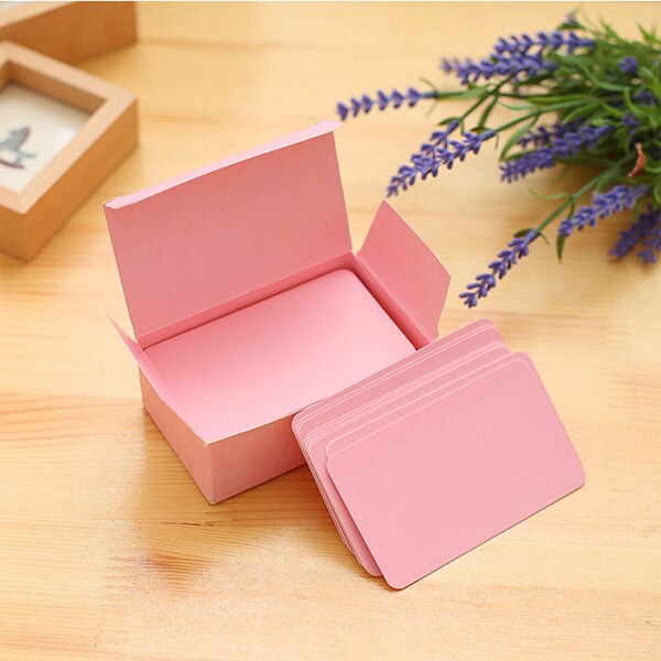 Blank DIY Small Paper Card Colorful Word Card Note Message Card Business Card Bookmarks Learning Cards: Pink