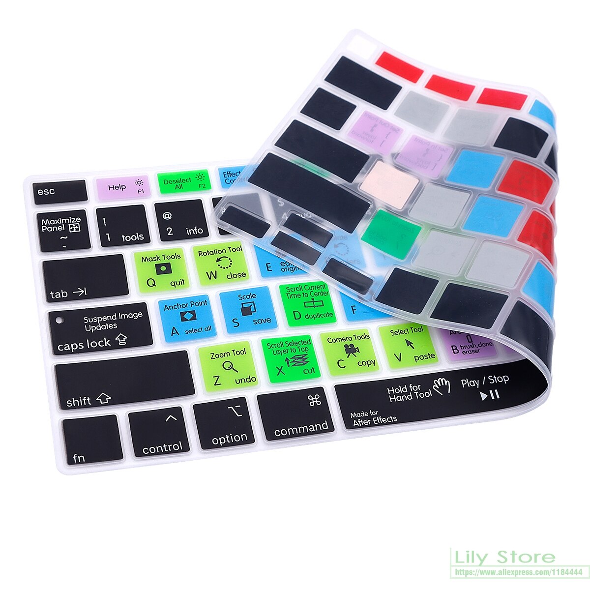 for MacBook Air 13 Inch Touch ID A2179 and A2337 M1 Chip After Effects Shortcut Hotkey Silicone Keyboard Cover Skin