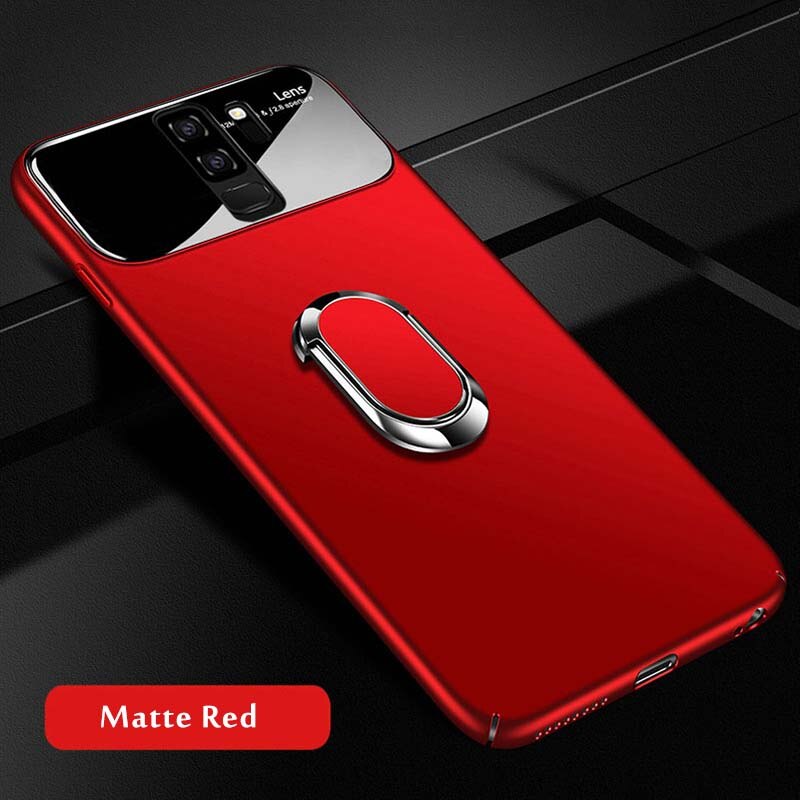 Holder Case For Samsung Galaxy S8 S9 Plus Note 8 9 Magnetic Ring Mirror Hard PC Back Cover For Samsung S8 S9 Note 8 9 Case Funda: For Galaxy S8 Plus / Matte Red