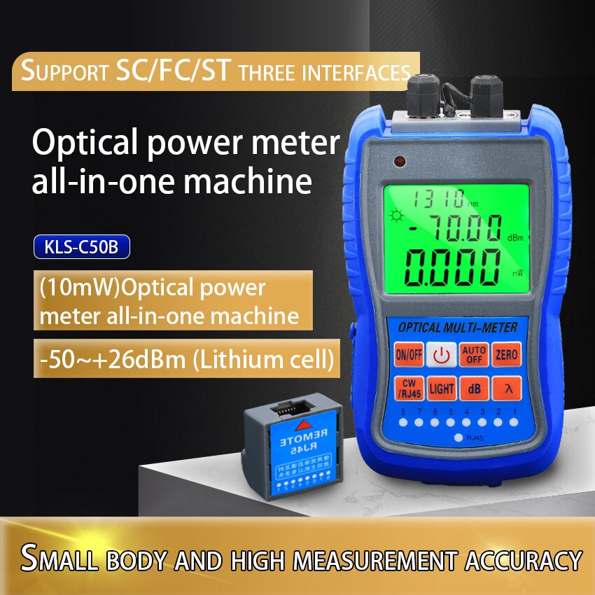 KELUSHI 4 in 1 Optical Power Meter Visual Fault Locator All in One Machine Network Cable Optical Fiber Tester With RJ45 Remote: KLS-C50B 10mW