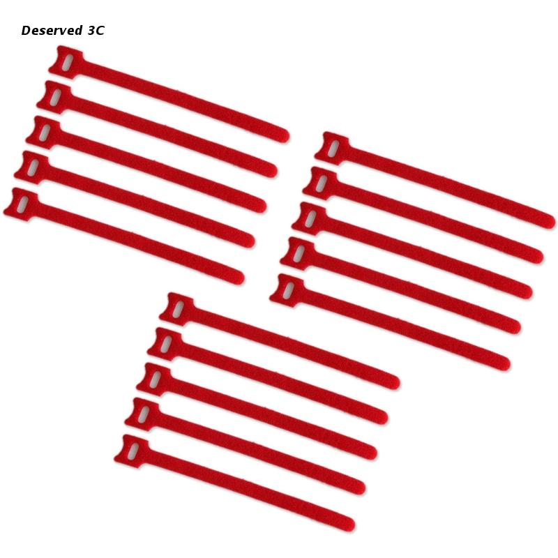 15x Adjustable Polyester Loop Cable Ties Cable Tidy Strap Multi Color Cable Organizer Releasable Velc ro Cleat Strap: Red