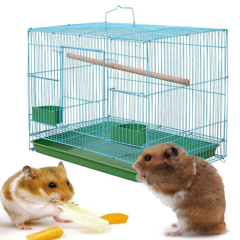 Wire Rectangular Small Cage for Small Birds and Canaries Re kord Equipped with Bird Standing Stick and 2 Semicircular