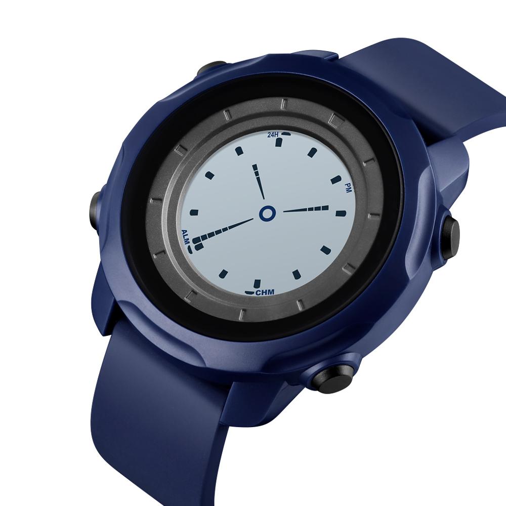 SKMEI Two Display Men's Electronics Watch 50M Waterproof LED Silica Watch Digital Wristwatches Mens Alarm relogios 1571: blue white
