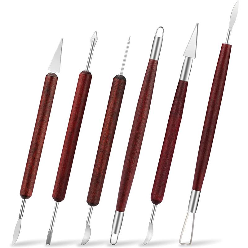 1/8Pcs Texture Ceramics Detail Sculpting Tools Polymer Clay Brush DIY Pottery Modeling Hole Punch Clay Sculpture Tool