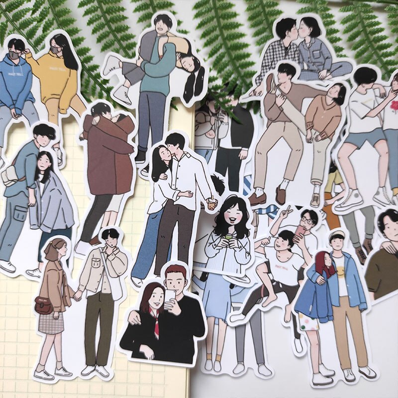 Cute Couple Diary Sticker DIY Scrapbooking journal Diary Happy Plan Mobile Computer Sealing Decoration Sticker