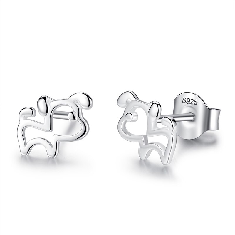 ELESHE-pendientes de plata de ley 925 para mujer y niña, joyería con broche de insecto, abeja, Animal, perro y gato,: YE3209