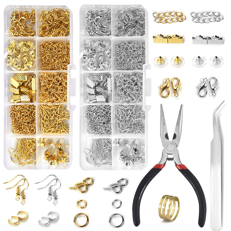 Schmuck Zubehör Kit Set Schmuck Offene Jump Ringe Ohrring Haken Lobster Schließe Schmuck Machen Liefert Werkzeuge