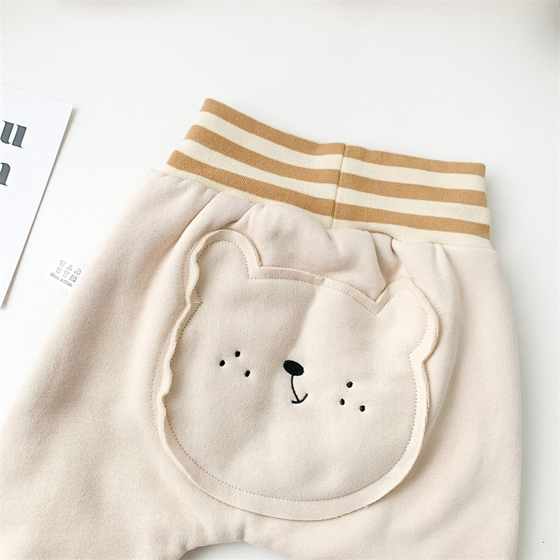 Pantalon en PP épais pour bébé, vêtement d&#39;hiver ample, taille élastique, sarouel de dessin animé, bas en laine pour tout-petit garçon