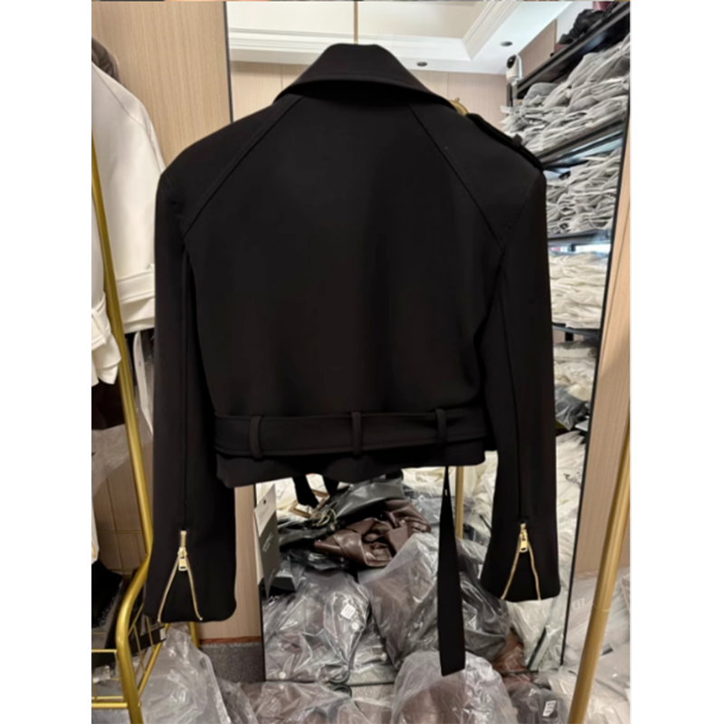 Frühling Und Herbst Neue Joker Anzug Weibliche Kurze Dünne Lange Hülse Motorrad Jacke Bequeme Und Elegante V-ausschnitt Geschmack Jacke