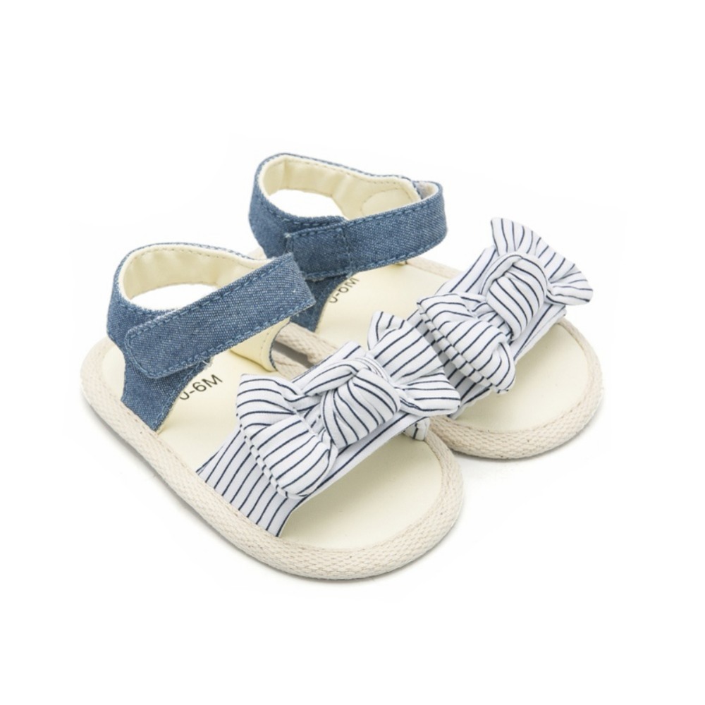 Baby Schoenen Baby Meisje Sandalen Anti-Slip Schoenen Streep Boog Prinses Peuter Meisjes Schoenen Zachte Sandalen