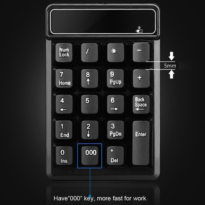 2.4GHz Mini USB Wireless Numeric Keypad 19 Keys Number Pad Numpad Receiver For Accounting Windows XP/7/ 8 Laptop PC Computer