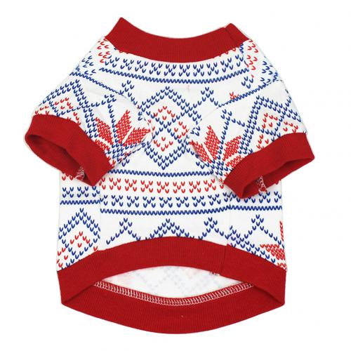 Cartoon kerst eland sneeuwvlok print katoenen kleding vest zacht shirt kostuum: Rood / S