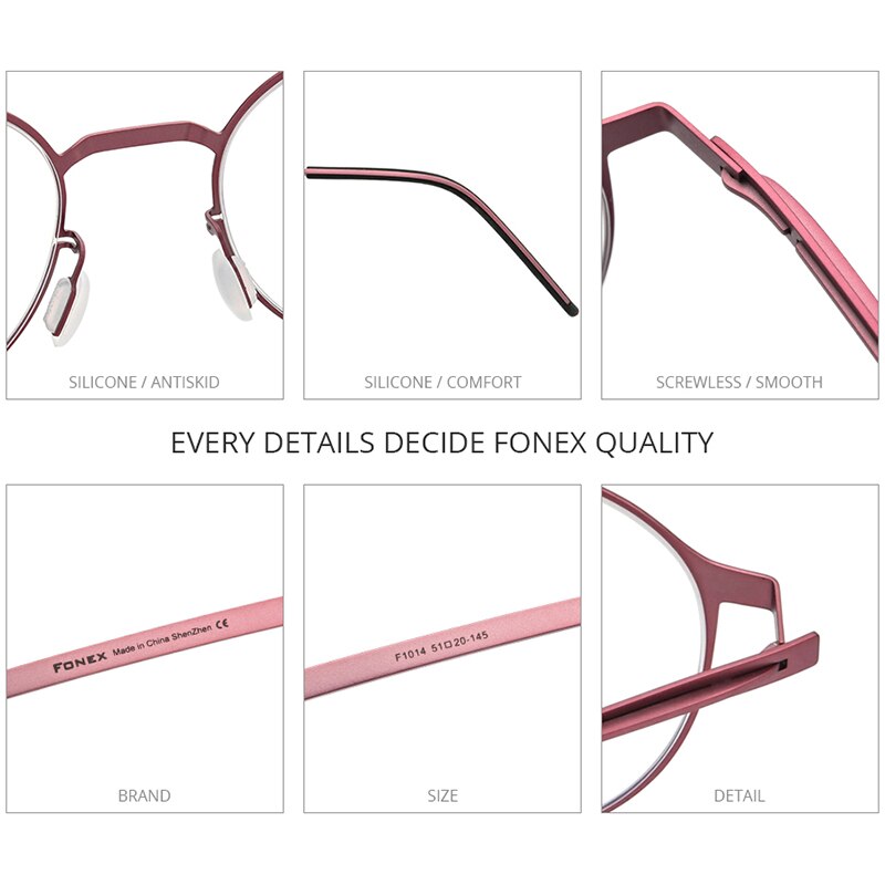 FONEX liga óculos quadro feminino redonda miopia prescrição óculos ópticos homens 2020 metal completo coreano screwless eyewear f1014