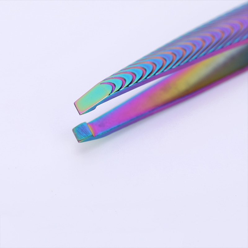 Pinza de cejas de colores camaleón, herramienta de maquillaje, removedor de pelo de Punta inclinada de acero inoxidable, Clip cosmético para ceja, herramienta de cuidado de belleza