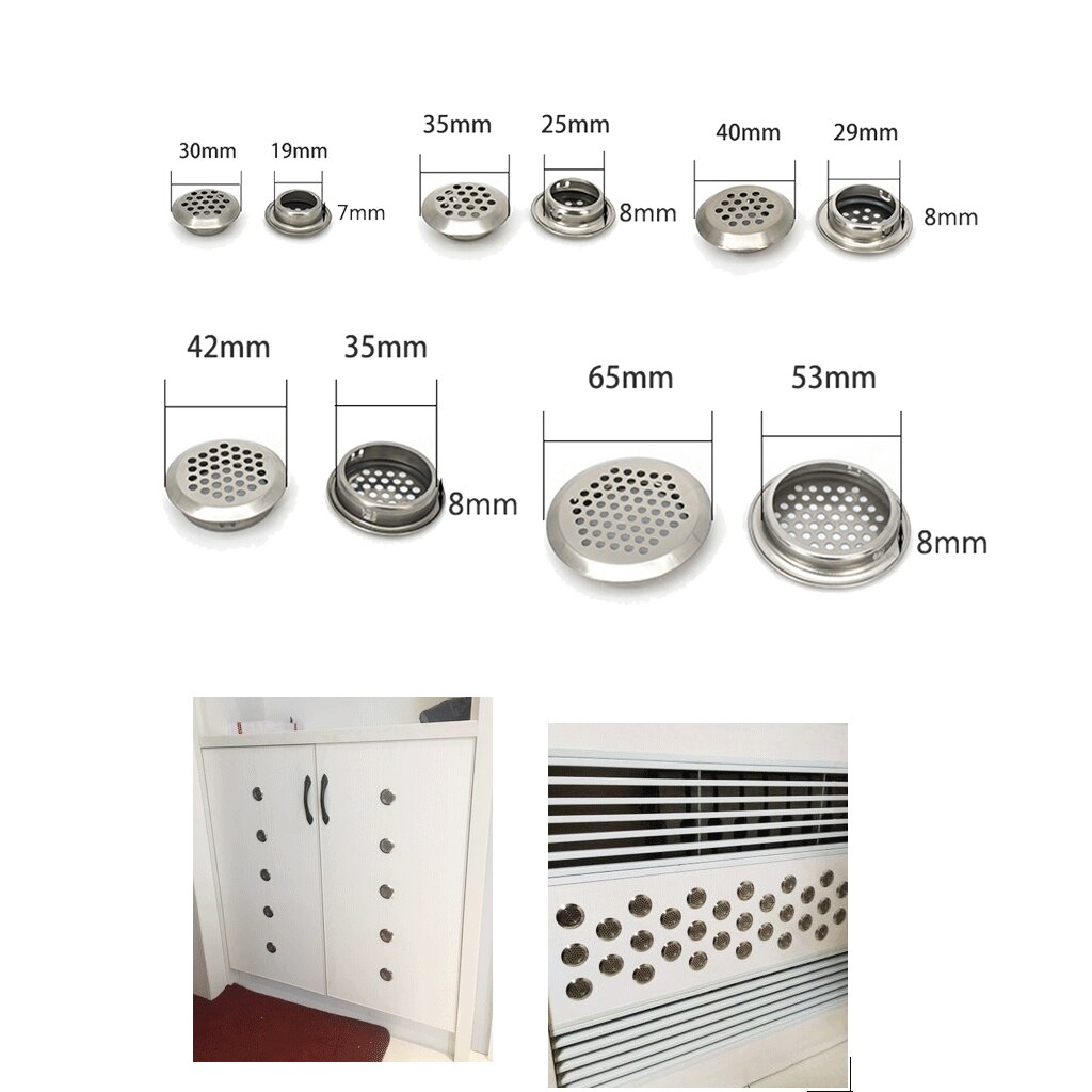10 stk rustfritt stål rundt skap lufteventil mesh gaffel soffit vent
