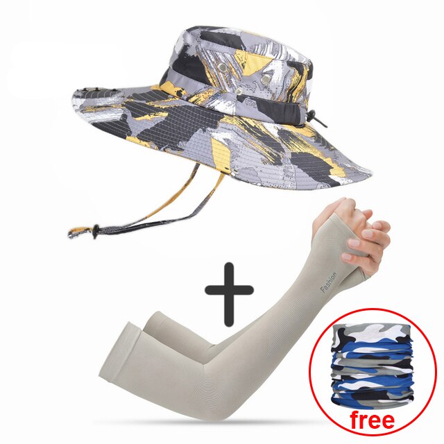 Casquette pour hommes, randonnée en plein air, pare-soleil d'été, casquette de pêche, respirante, pliable, grand bord, Panama: Black