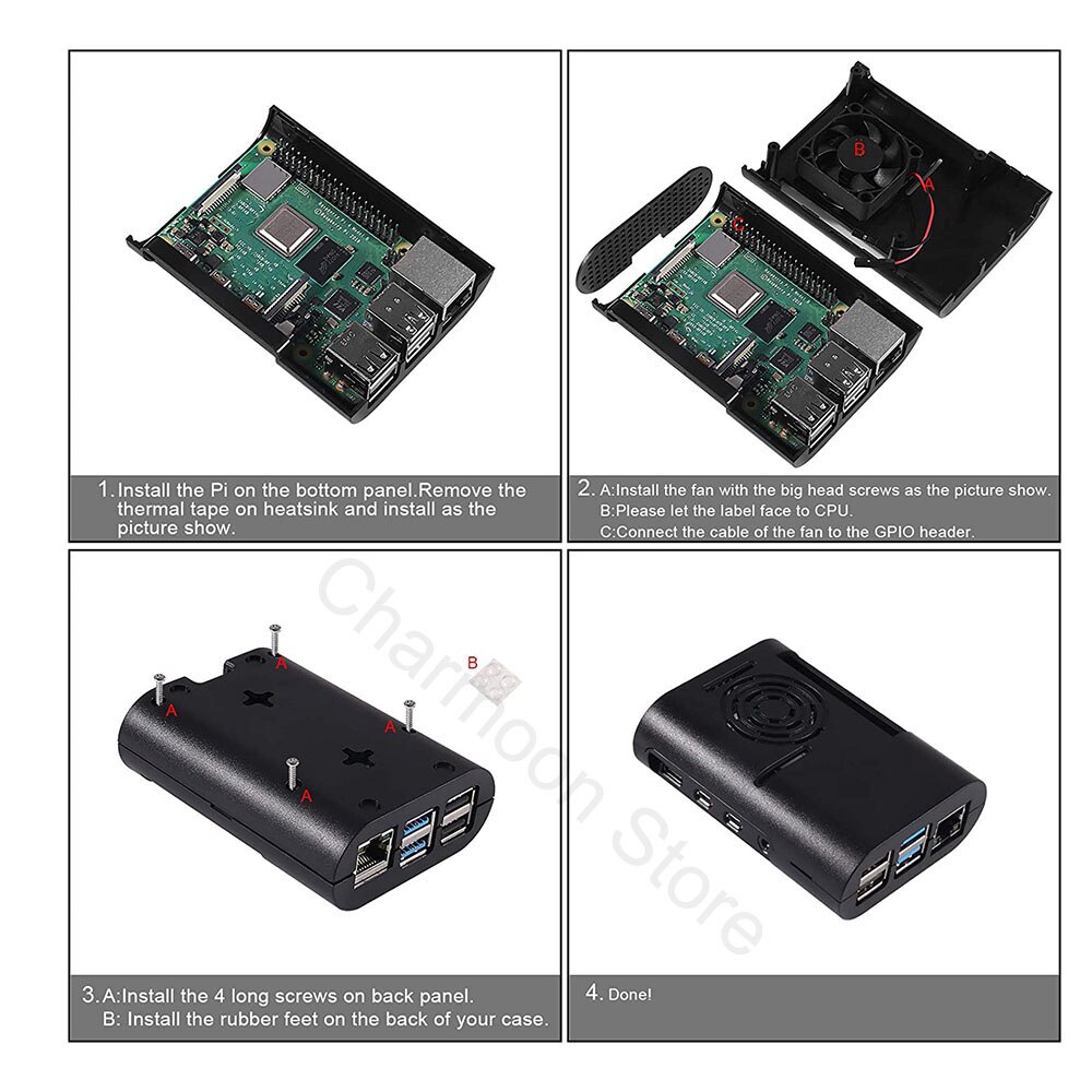 Für Himbeere Pi 4B fallen Himbeere Pi 4 fallen mit Lüfter und Kühlkörper Himbeere Pi 4 Kühlkörper Für Himbeere Pi 4 Modell B