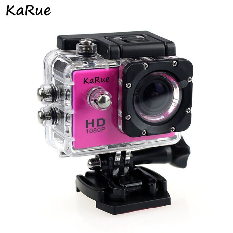 Outdoor Sports Action Camera 1080P 30m Waterproof photo go camera pro helmet underwater Sport Surfing Cam: Red / 1 battery 1 charger