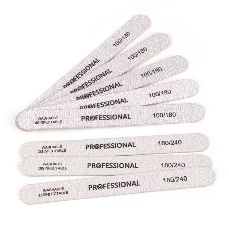 Lima de uñas de madera, palo grueso fuerte, 100 pulidor de madera, tablero de esmeril de arena 100/180, suministro de uñas acrílicas para manicura, 50 Uds./180/240 Uds.