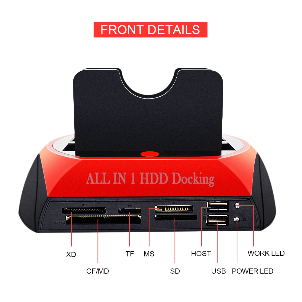Chipal all  in 1 hdd docking station usb 2.0 to 2.5 " 3.5 " ide sata esata ekstern hd box harddisk kabinet kabinet kortlæser