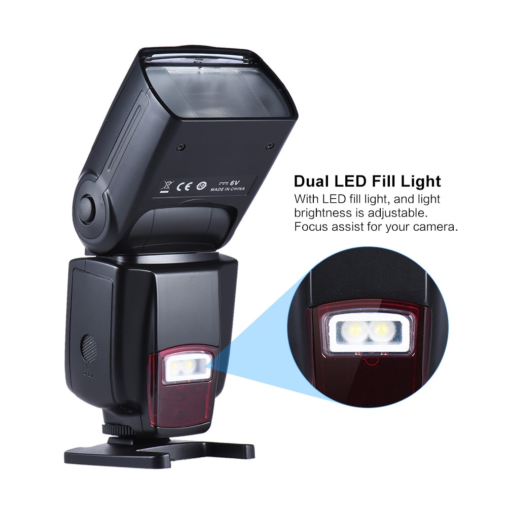 Andoer Ad-560 Ⅱ Universal Flash Speedlite Op-Camera Flash GN50 W/Verstelbare Led Licht Invullen Voor canon Nikon Olympus Pentax Dslr