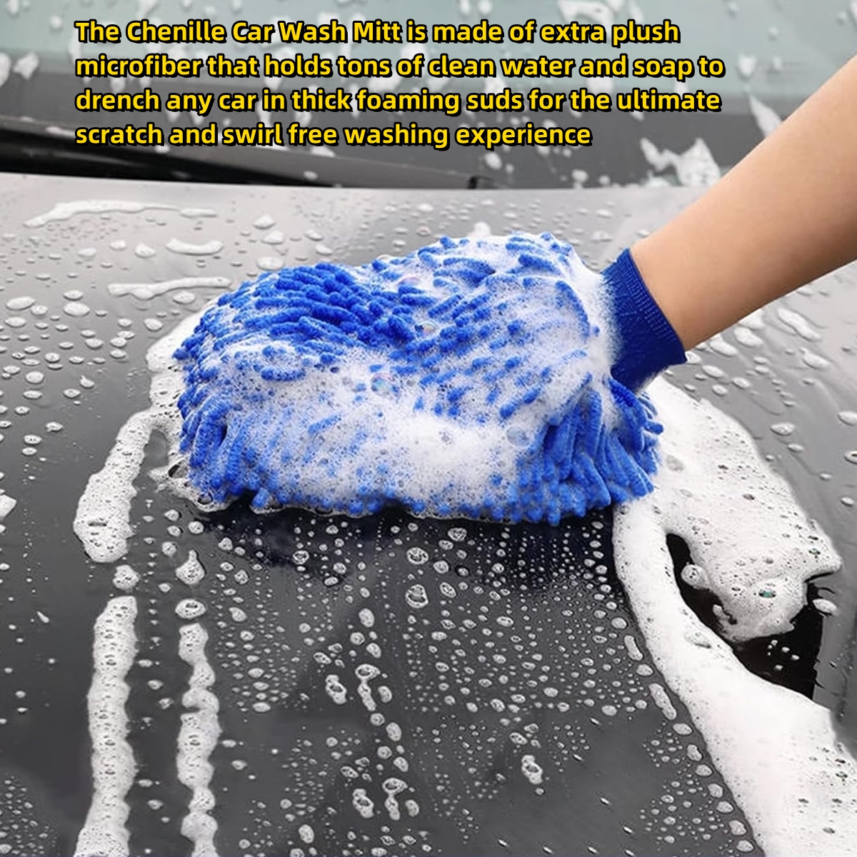 Guante de microfibra para lavado de coches, guantes de chenilla de doble cara para coche, esponja de lavado Ultra absorbente para coche, limpieza de microfibra sin arañazos para coche