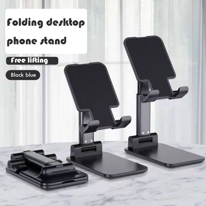 Folding Desktop Phone Stand,Mini Foldable Portable Thickening Drawing、Painting Reference Support: black blue