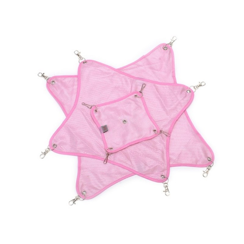 Hamaca para mascotas, malla transpirable, jaula para roedores y hámster, hamaca para ratas, accesorios para conejillos de indias, columpio para animales pequeños, juguetes, cama colgante: L / Rosa