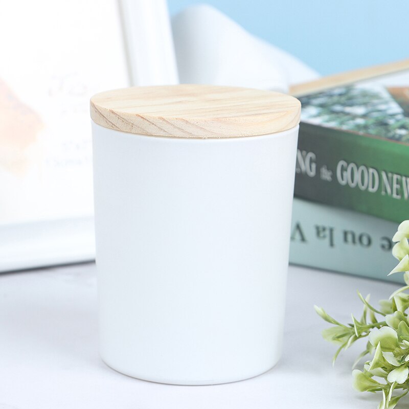 Bougie en verre avec couvercle en bois: White
