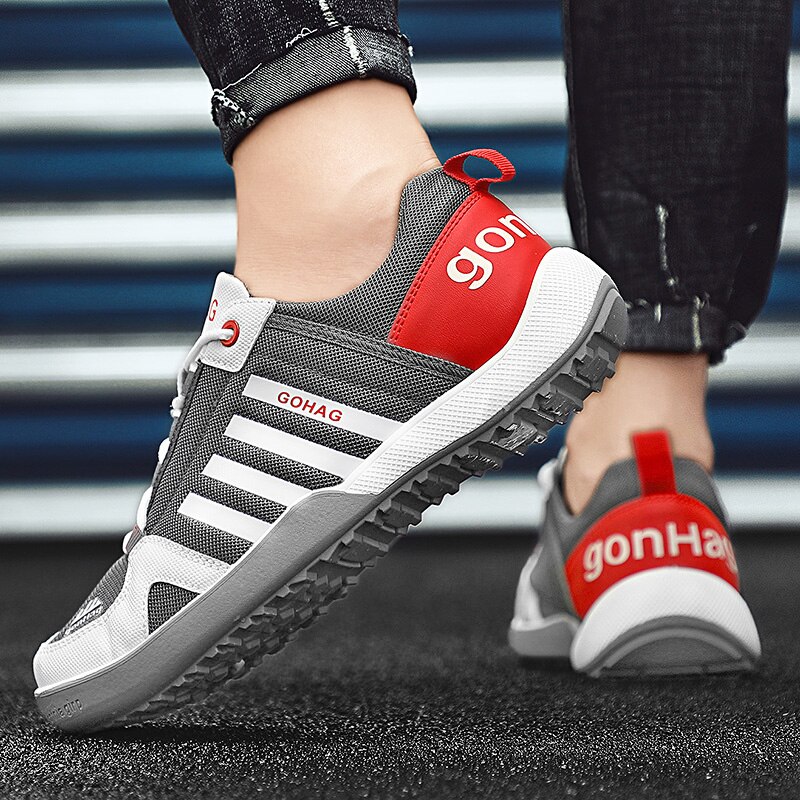 Joggesko menn sommer fritidssko for menn hvite sko for menn med snøring pustende lerretssko for menn tilfeldig sklifri svart 39