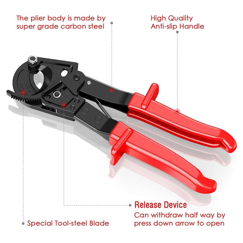 Cable Cutter, Aluminum Copper Cable Cutter Wire Cutter, Ratchet Heavy Duty, Maximum 240mm