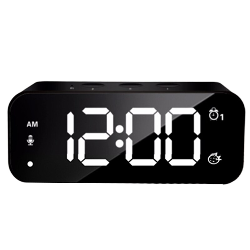 Digital Alarm Clock,Mirror Music Clock ,Sound Control,Dual Alarms,12/24 H,8 Alarm Ringtones,Volume&Brightness Adjustable,Recharg