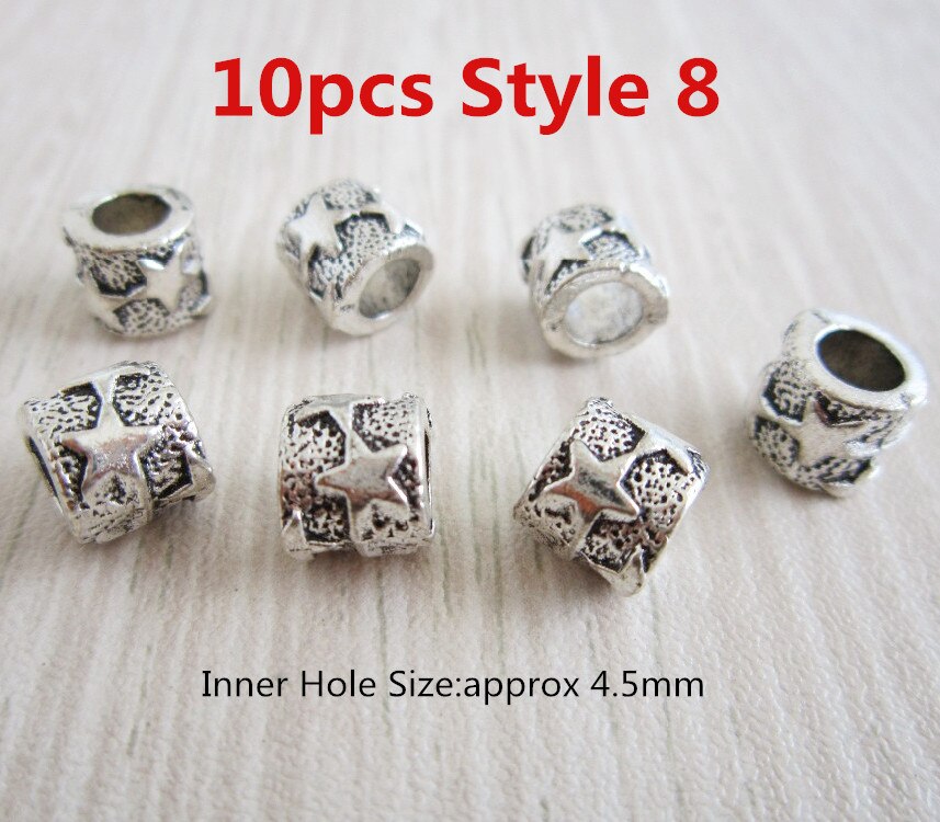 20 stk /50 stk sølv/bronze lille vikingehår fletning dreadlock skæg perler ringe til mænd kvinder hårpynt: 10 stk stil 8