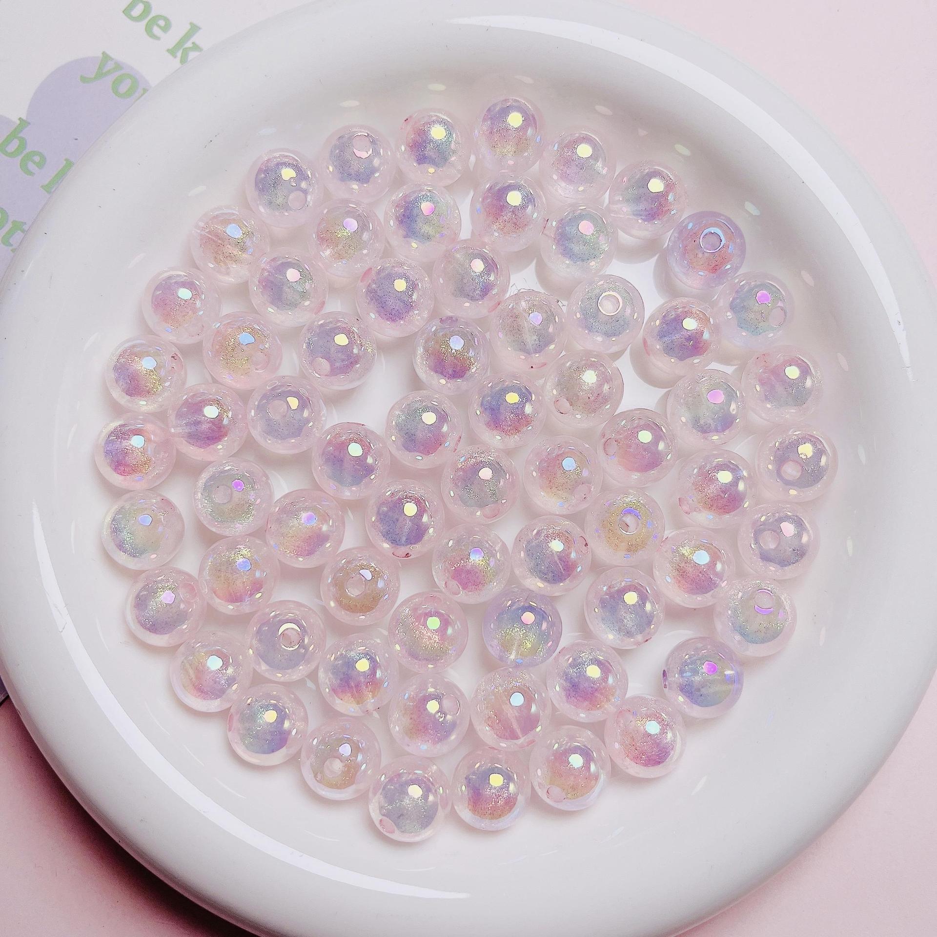 10 Uds. De cuentas acrílicas de colores AB con purpurina transparente de DIY para pulsera, collar, fabricación de ideas de joyería: Verde / 12 mm