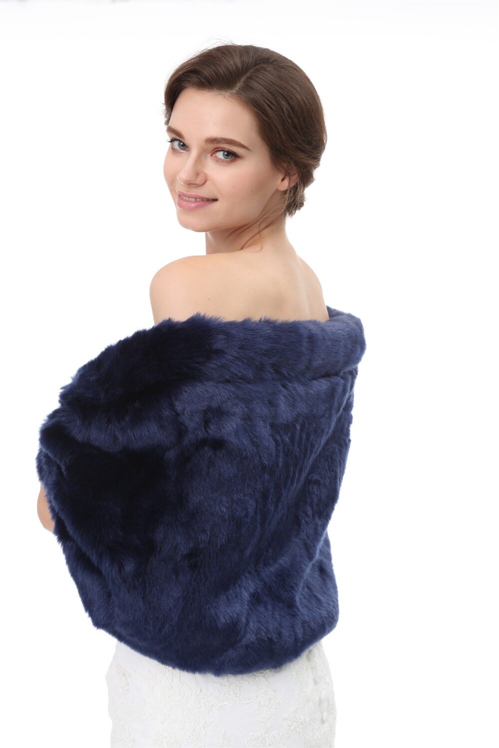 Navy Winter Vrouwen Bolero Elegante Trouwjurk Jas Wraps Bridal Jacket