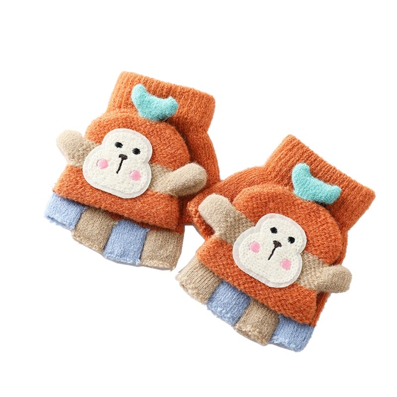 draussen Reiten Warme Handschuhe Weiche Elastische Gestrickte Halbe Finger Handschuh für Mädchen Jungen Süssigkeit Farbe Niedlich Handschuhe H3CD