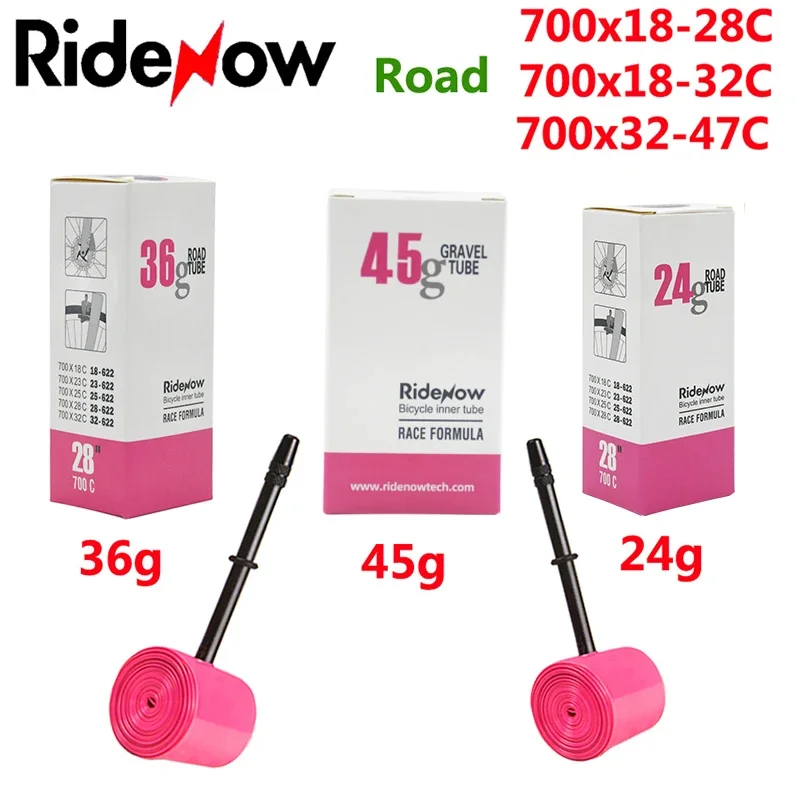 Cámara de aire RideNow-TPU para bicicleta de carretera, neumático de bicicleta, 700x18 23 25 28 32 35 47C, válvula francesa 45,/65,/85 mm, MTB 29x1,5, 1,75, 1,9
