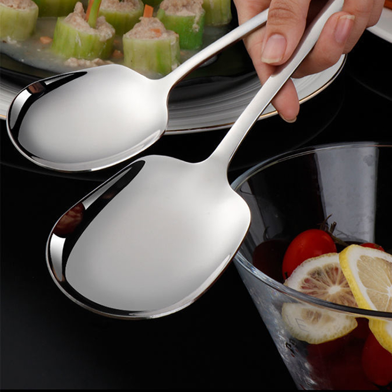 Kitchen Dinner Dish Public Spoon Soup Restaurant Large Stainless Steel Distributing Spoon Buffet Serving Spoon Big Soup Spoon