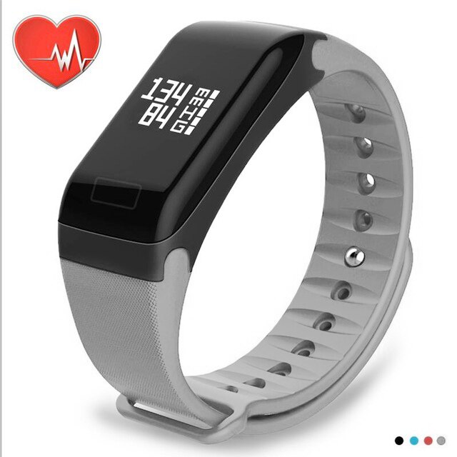 F1 älyranneke  ip67 verenpainemittari älyranneke aktiivisuusranneke fitness-seuranta askelmittari androidille ja ios:lle: Älyranneke harmaa