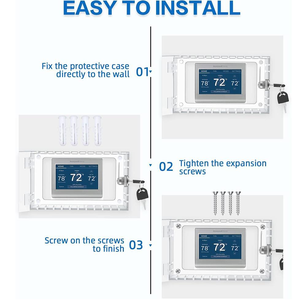 Universele Thermostaat Lock Box Met Sleutel Acryl Transparante Grote Thermostaat Protector Cover Voor Thermostaat Op Muur