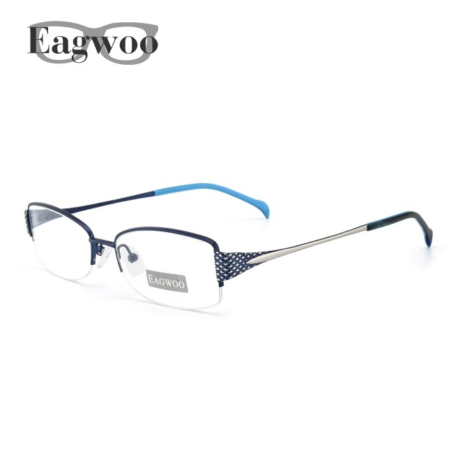 Women Semi Frame Eyeglasses Prescription Optical Frame Spring Temple Spectacle Small Face Suitable Glasses9157: Blue