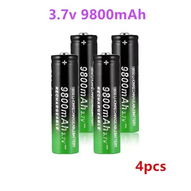 2022 18650 Battery 9800mAh 3.7V 18650 Li-ion batteries Rechargeable Battery For Flashlight Torch+: Black