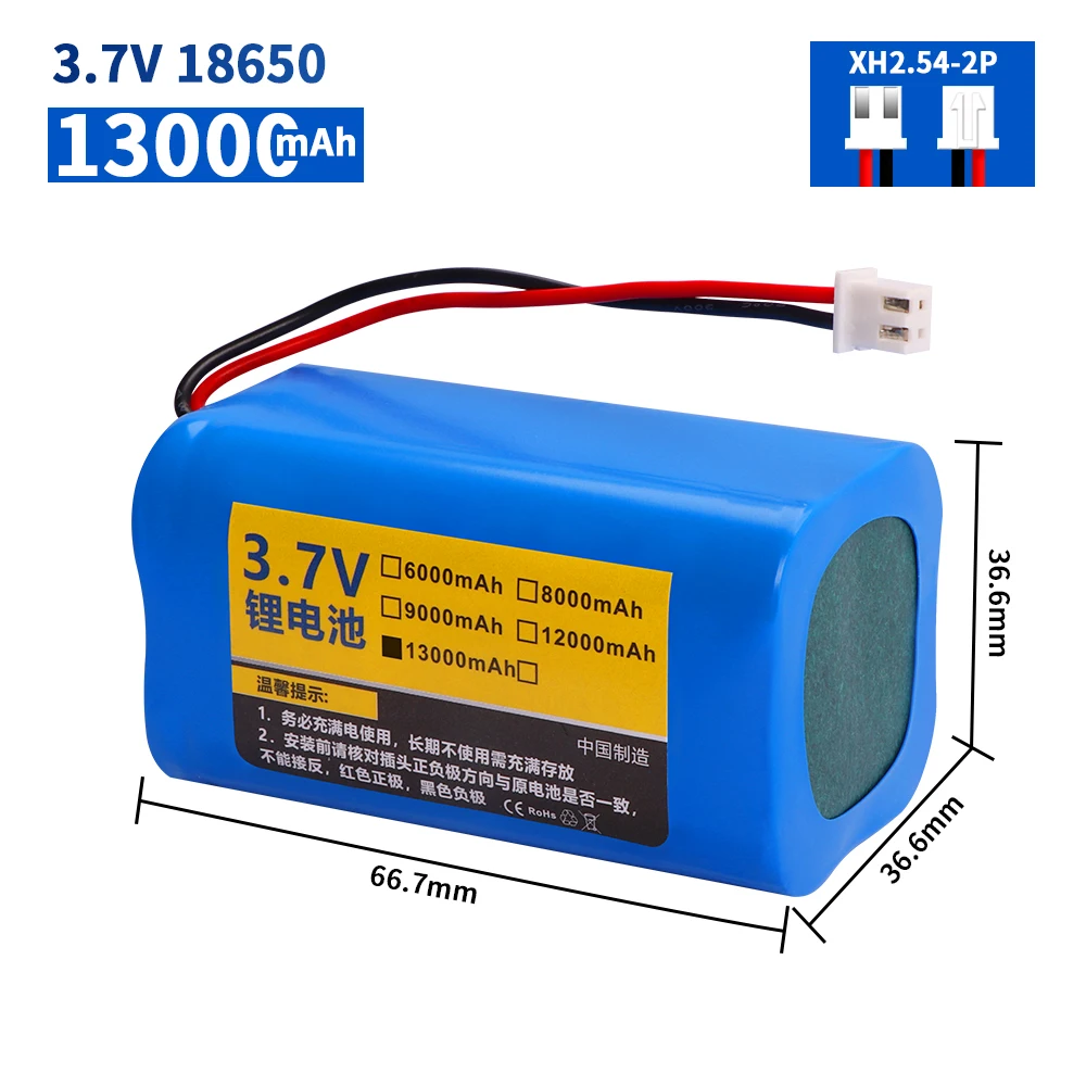 3.7V 7.4V 11.1V 12V 18650 9000mAh met draden Lithium ion oplaadbare batterij voor Bluetooth Speaker zonne-koplampen accessoires: Rood