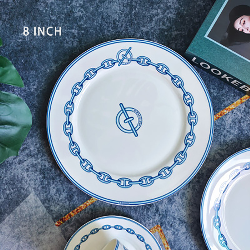 European Ceramic Western Dinner Plate Set Of 4 Pieces 10Inch Steak Plate Coffee Set Salad Tray Dinnerware Full Set Simple: 8inch