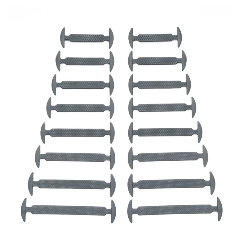 16 Stks/partij Schoenen Accessoires Geen Tie Schoenveters Unisex Elastische Siliconen Schoenveters Rubber Schoenveter: Gray