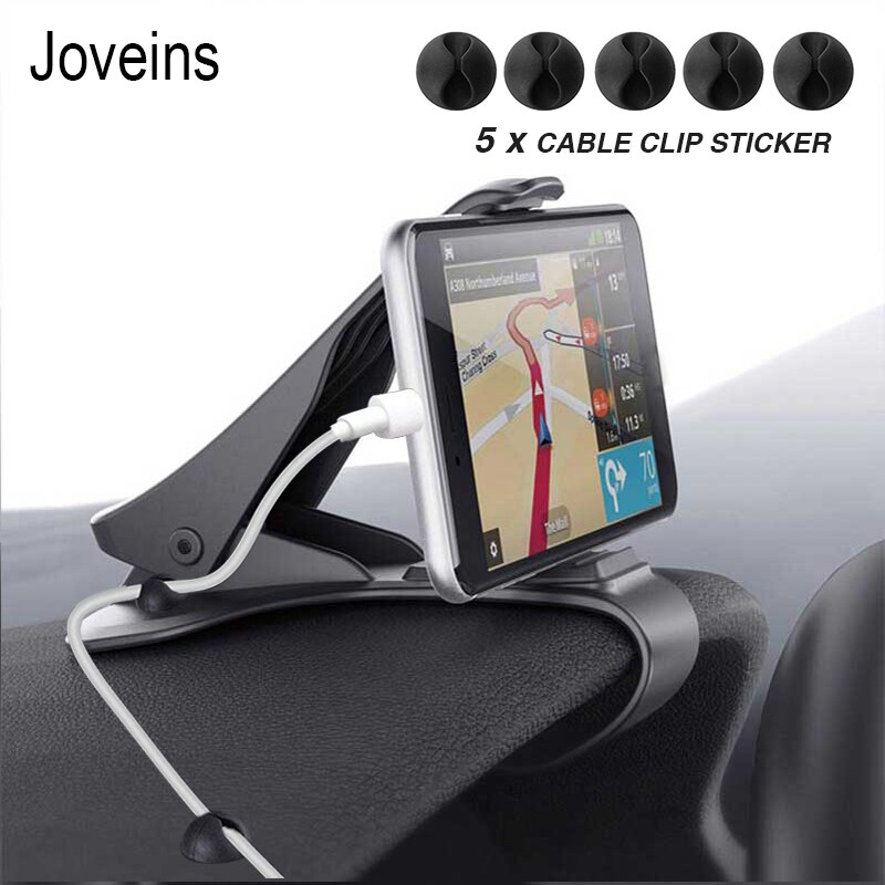 JOVEINS Auto Telefoon Houder Dashboard Mount met Kabel Clip Sticker Universele Cradle GPS Beugel Telefoon Stand voor Telefoon in Auto