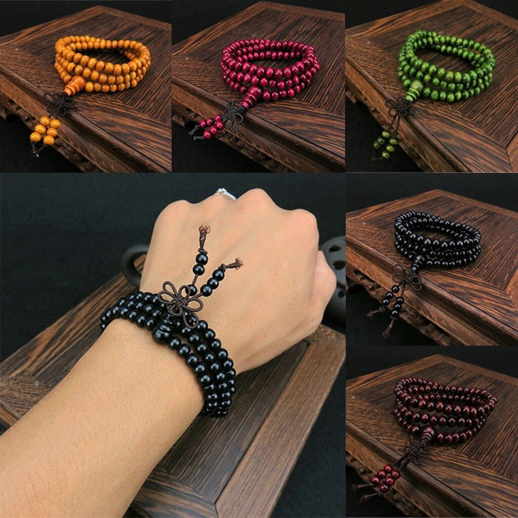 6mm Natural Sandalwood 108 Wooden Beads Bead Bracelet Jewelry украшения бижутерия bracelet femme